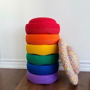Stapelstein Original Rainbow Stepping Stones + Pastel Confetti Balance Board